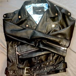 Black faux leather jacket from fashion nova